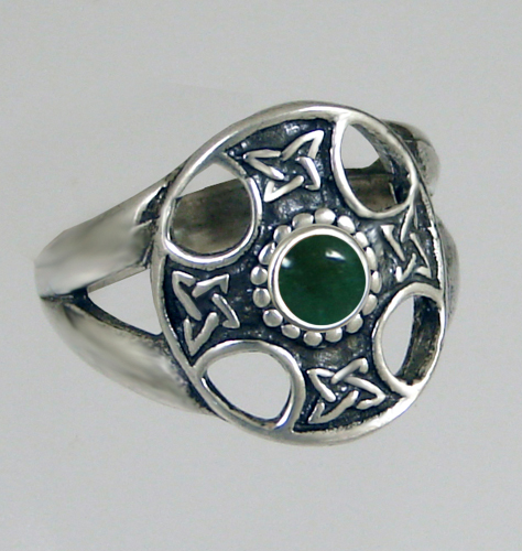 Sterling Silver Celtic Solar Cross Ring With Fluorite Size 10